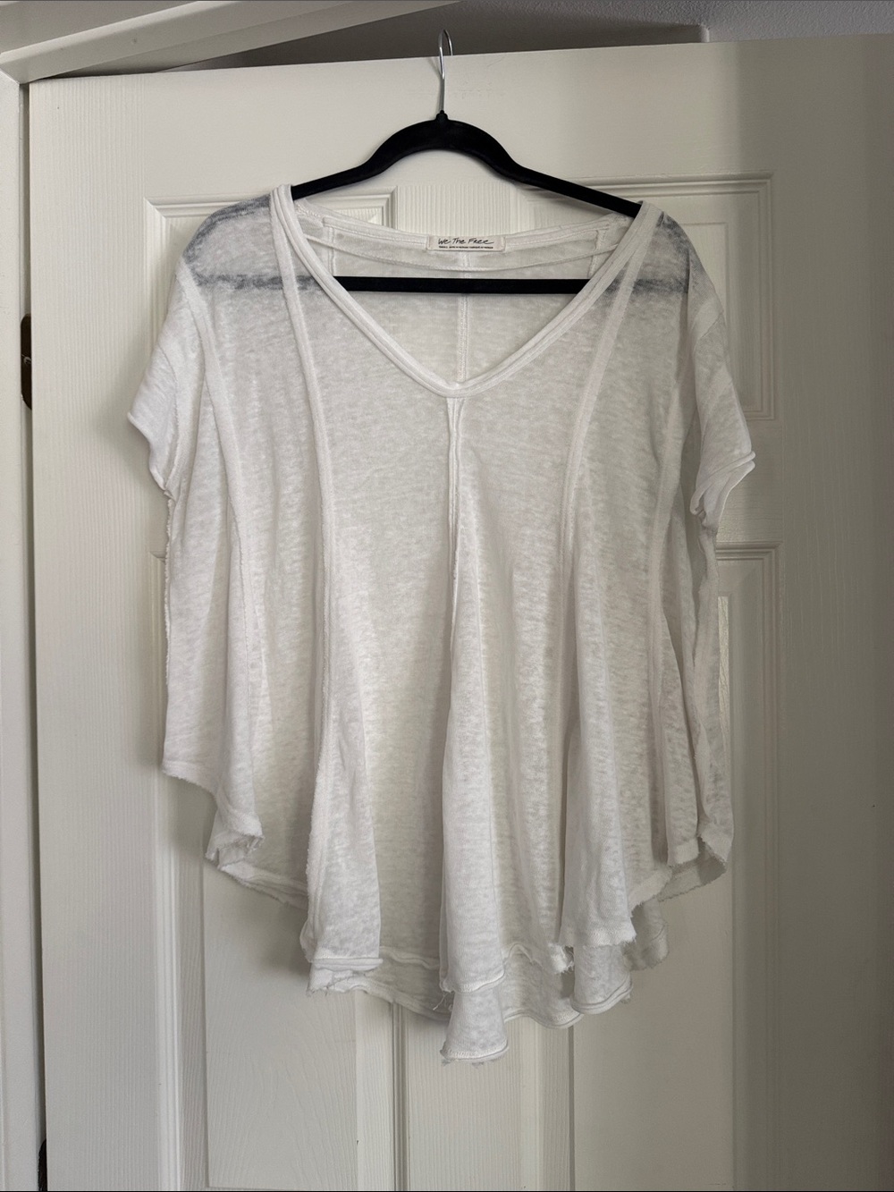 Free People White Flowy V-Neck Tunic Top